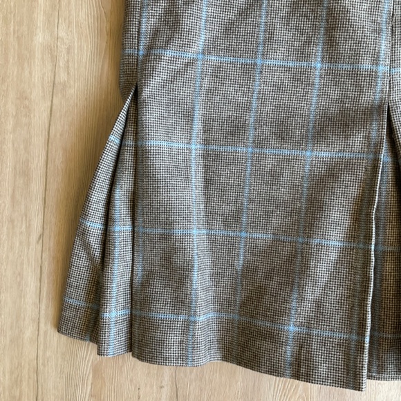 French Connection Wool Angora Plaid Midi Skirt tan academia grandpacore flare 6 - Picture 12 of 15